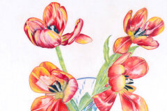 #0006 - Four Tulips in Crystal Vase